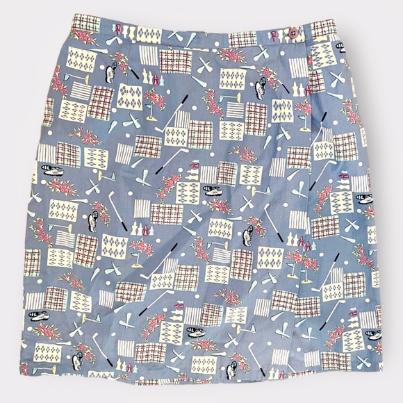 Vintage Chelsea Campbell Golf Print Wrap Skirt - Picture 1 of 5